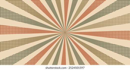 Vintage rays background with dots