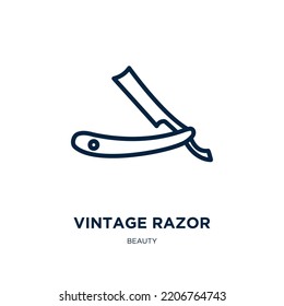 vintage razor icon from beauty collection. Thin linear vintage razor, vintage, razor outline icon isolated on white background. Line vector vintage razor sign, symbol for web and mobile
