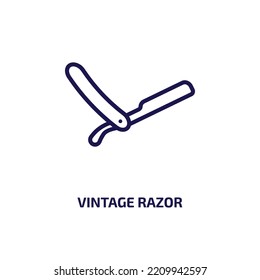 Vintage Razor Icon From Beauty Collection. Thin Linear Vintage Razor, Barber, Vintage Outline Icon Isolated On White Background. Line Vector Vintage Razor Sign, Symbol For Web And Mobile