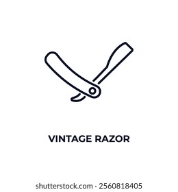 vintage razor outline icon. Linear vector from beauty concept. Thin line vintage razor icon isolated on white background