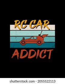 Vintage rc cars racing or racer rc car addict design t-shirt - vector design illustration, it can use for label, logo, sign, sticker Print for posters, clothes, advertising