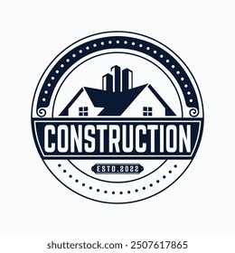 Vintage Real estate badge logo template and Constriction logo design building illustration.