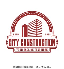 Vintage Real estate badge logo template and Constriction logo design building illustration.