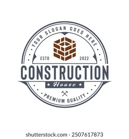 Vintage Real estate badge logo template and Constriction logo design building illustration.