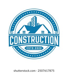 Vintage Real estate badge logo template and Constriction logo design building illustration.