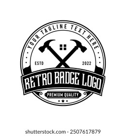 Vintage Real estate badge logo template and Constriction logo design building illustration.