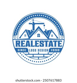 Vintage Real estate badge logo template and Constriction logo design building illustration.