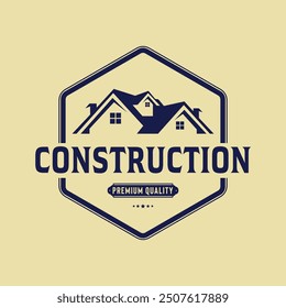 Vintage Real estate badge logo template and Constriction logo design building illustration.