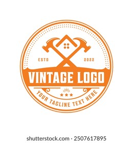 Vintage Real estate badge logo template and Constriction logo design building illustration.