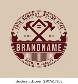 Vintage Real estate badge logo template and Constriction logo design building illustration.