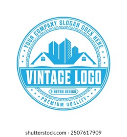 Vintage Real estate badge logo template and Constriction logo design building illustration.