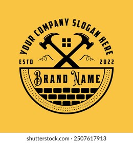 Vintage Real estate badge logo template and Constriction logo design building illustration.