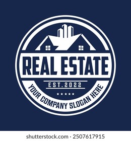 Vintage Real estate badge logo template and Constriction logo design building illustration.