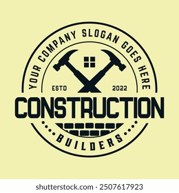 Vintage Real estate badge logo template and Constriction logo design building illustration.