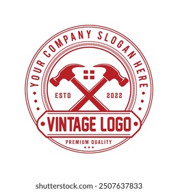 Vintage Real estate badge logo template and Constriction logo design building illustration.