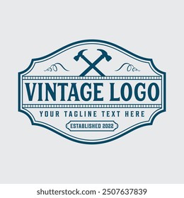 Vintage Real estate badge logo template and Constriction logo design building illustration.