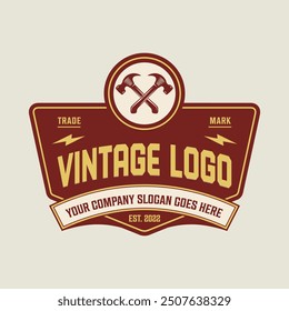 Vintage Real estate badge logo template and Constriction logo design building illustration.