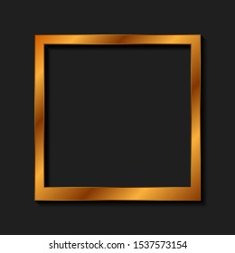 Vintage realistic golden blank instant photo frame. Abstract dark background with bronze orange framework. Vector design