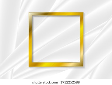 Vintage realistic golden blank instant photo frame. Abstract smooth grey background with bronze orange framework. Vector design