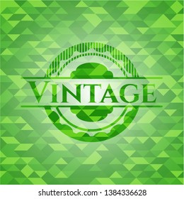 Vintage realistic green mosaic emblem. Vector Illustration. Detailed.