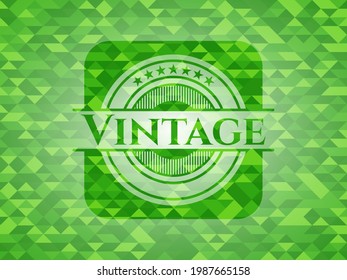 Vintage realistic green mosaic emblem. Vector Illustration. Detailed. 