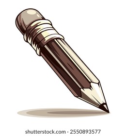 Vintage realistic pencil. Stationery and school supplies. Vector illustration in a cartoon flat style. A template for the design of icons, stickers, logos, souvenirs and corporate identity. 