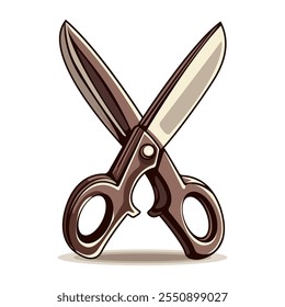Vintage realistic scissors. Vector illustration in a cartoon flat style. A template for the design of icons, stickers, logos, souvenirs and corporate identity. Isolated on a white background. 