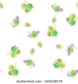 Vintage realistic seamless pattern with green realistic succulent pattern seamless on colorful background for cover design. Colorful seamless mexican style pattern.