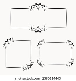 Vintage realistic shot with black retro photo frames on a white background.