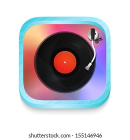 Vintage record player icon illustration over white background