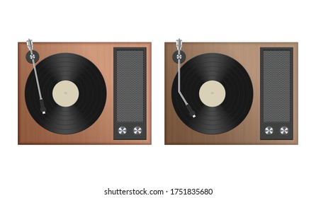 Ilustración vectorial del reproductor de registros de vintage aislada en blanco