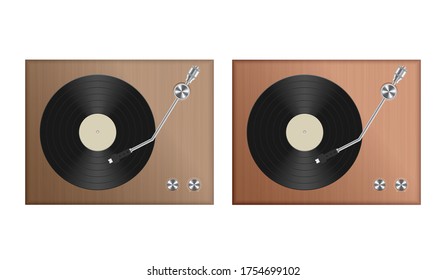 Vintage record player vector illustration isolated on white