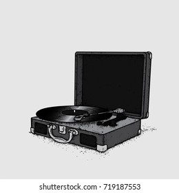 Vintage record player vinyl records. Vintage. Music. Vector illustration for a postcard or a poster.