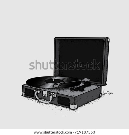 Vintage record player vinyl records. Vintage. Music. Vector illustration for a postcard or a poster.