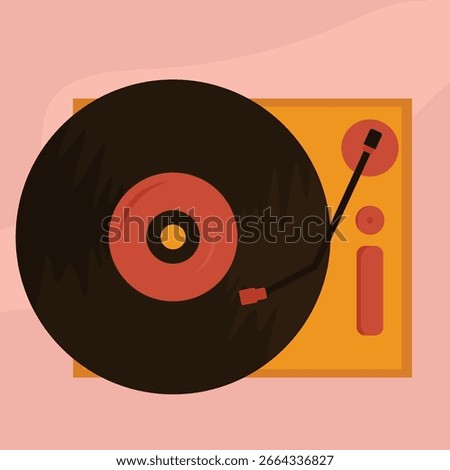 Vintage record player with vinyl suitable for musicthemed designs, retro concepts, nostalgia, hipster culture, vinyl enthusiast content, and more.