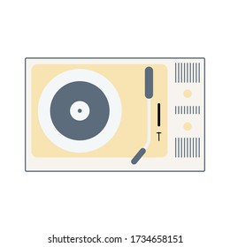 Vintage record player. Vinyl turntable flat vector illustration.