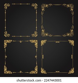 Vintage rectangular calligraphic frames retro elegant ornamental borders and filigree floral ornaments for framed certificate template