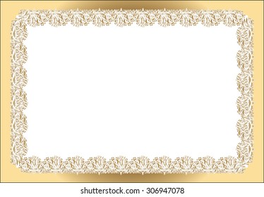 Vintage Rectangular Frame Gold Lace Pattern Stock Vector (Royalty Free ...