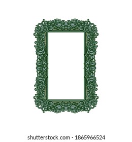 Vintage Rectangular Frame Ornament, hand drawn line style with digital color, vector illustration
