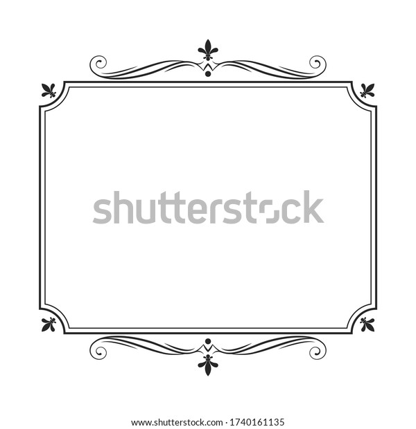 Vintage rectangular\
frame. Swirl page decor. Royal wedding invitation card template.\
Ornate filigree border.\
