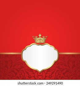 vintage red background with crown and frame