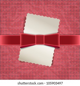 Vintage red background with a seamless pattern, satin bow