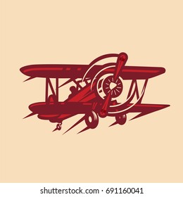 Vintage, Red Baron Plane, Vector