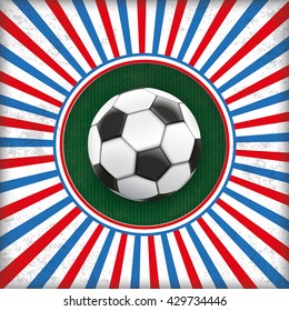 Vintage red and blue colored background with green hole and a football. Eps 10 vector file.