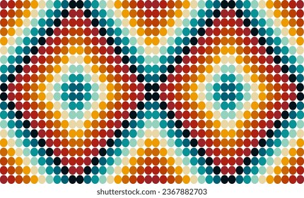 vintage red blue orange yellow green  white color dot arrange in diamond patchwork repeat seamless style design for fabric print or t-shirt paint or backdrop wall