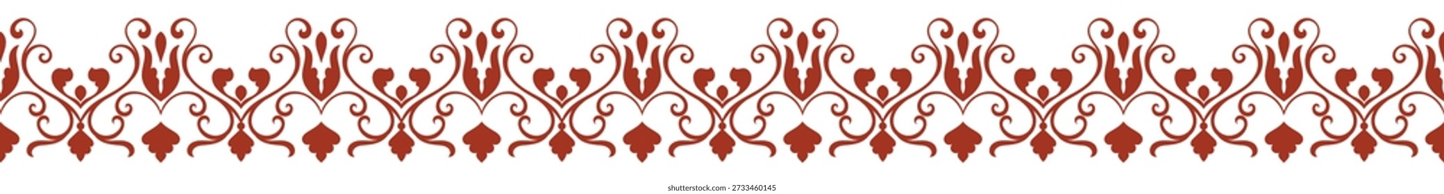 Vintage red border pattern, ethnic tribal lines.