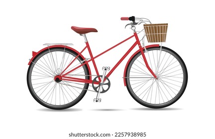 Vintage Red Bycicle Vector On White Background	
