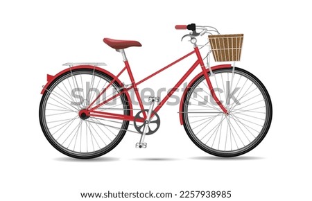 Vintage Red Bycicle Vector On White Background	
