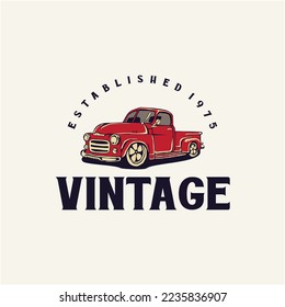 Vintage red car logo design