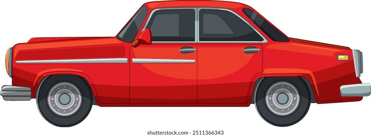 Vintage red car vector side view